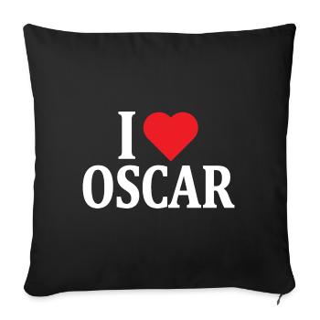 t-shirt I love Oscar t-shirt idée cadeau - Housse de coussin décorative 45 x 45 cm - noir - Devant