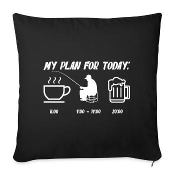Mon plan aujourd’hui : café, pêche et bière - Housse de coussin décorative 45 x 45 cm - noir - Devant
