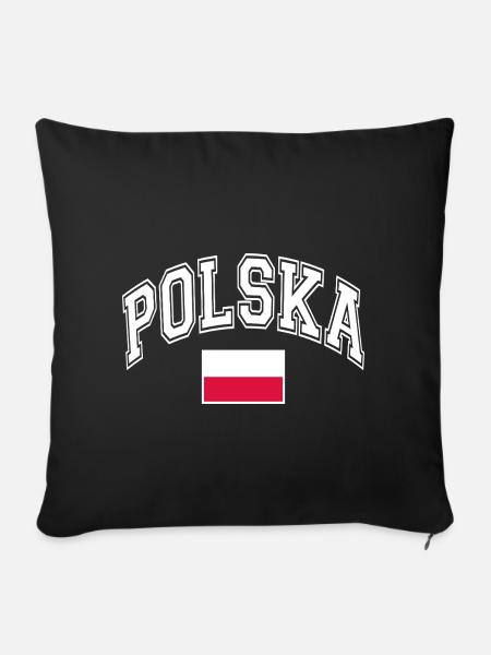 Polen Flagge - Sofakissenbezug 45 x 45 cm - Schwarz