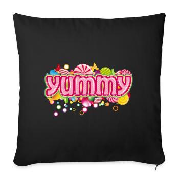 Yummy – candy-colored typography for those with a sweet tooth - Sofa pillowcase 17,3'' x 17,3'' (45 x 45 cm) - black - Front