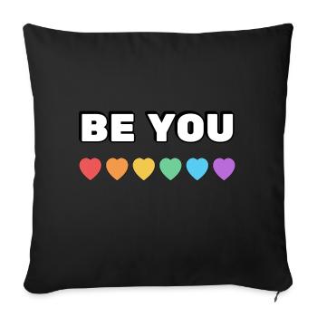 Sei du Rainbow Hearts - Sofakissenbezug 45 x 45 cm - Schwarz - Vorne