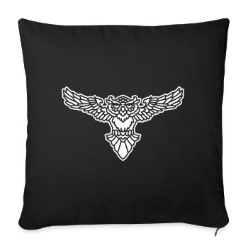 Owl Tribal Tattoo – Mystical Owl Motif - Sofa pillowcase 17,3'' x 17,3'' (45 x 45 cm) - black - Front