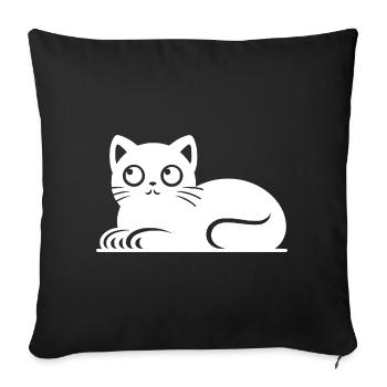 Dessin mignon de style tatouage de chat chat - Housse de coussin décorative 45 x 45 cm - noir - Devant
