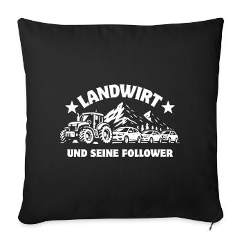 Landwirt und seine Follower - Traktor - Stau - Sofakissenbezug 45 x 45 cm - Schwarz - Vorne