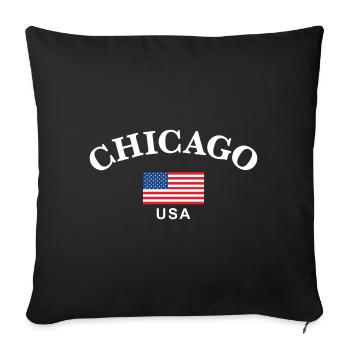 Chicago, États-Unis - Housse de coussin décorative 45 x 45 cm - noir - Devant