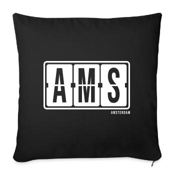 Amsterdam AMS, souvenir de t-shirt à capuche de ville - Housse de coussin décorative 45 x 45 cm - noir - Devant