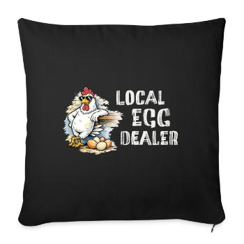 Marchand d’œufs local – Motif drôle de poulet - Housse de coussin décorative 45 x 45 cm - noir - Devant