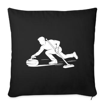 Joueurs de curling Sports d’hiver Curling - Housse de coussin décorative 45 x 45 cm - noir - Devant