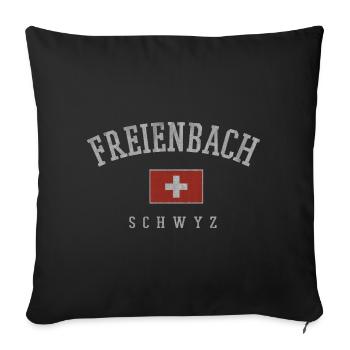 Freienbach Schweiz Design – Heimatmotiv - Sofakissenbezug 45 x 45 cm - Schwarz - Vorne