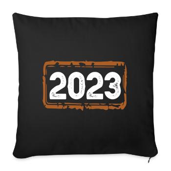 2023 year - Sofa pillowcase 17,3'' x 17,3'' (45 x 45 cm) - black - Front