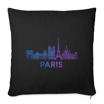 Croquis de la silhouette de Paris - Housse de coussin décorative 45 x 45 cm - noir - Devant