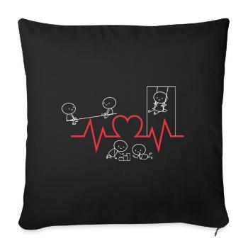 Herzschlag Erzieherin Kinder Spielen Kita Spruch - Sofakissenbezug 45 x 45 cm - Schwarz - Vorne