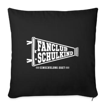 Fanclub Schulkind 2027 – Retro Wimpel Einschulung - Sofakissenbezug 45 x 45 cm - Schwarz - Vorne