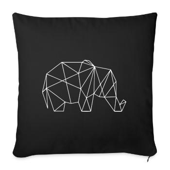 Idée cadeau éléphant géométrique blanc - Housse de coussin décorative 45 x 45 cm - noir - Devant
