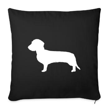 Wire-haired dachshund silhouette gift dachshund - Sofa pillowcase 17,3'' x 17,3'' (45 x 45 cm) - black - Front