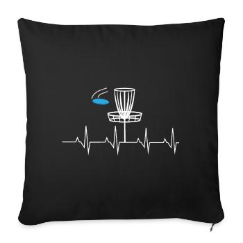 Chemise de battement de coeur de disc golf - Housse de coussin décorative 45 x 45 cm - noir - Devant