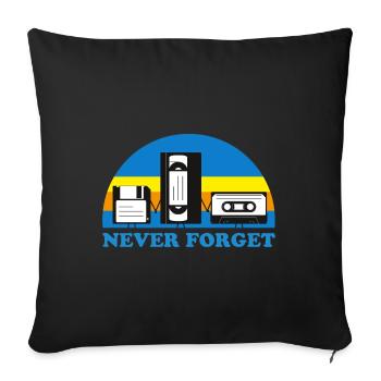 NEVER FORGET CASSETTES and DISCS - Sofa pillowcase 17,3'' x 17,3'' (45 x 45 cm) - black - Front