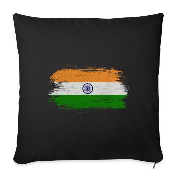 Inde Vintage Drapeau / Cadeau Delhi Calcutta - Housse de coussin décorative 45 x 45 cm - noir - Devant