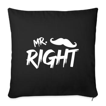 Mr Right mit Bart w - Sofakissenbezug 45 x 45 cm - Schwarz - Vorne