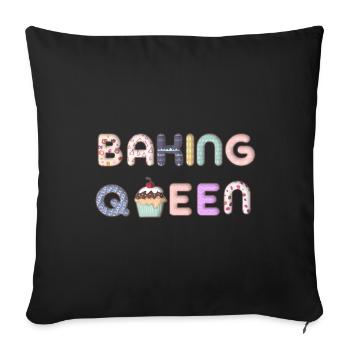 "Baking Queen" personalisierbar - Sofakissenbezug 45 x 45 cm - Schwarz - Vorne