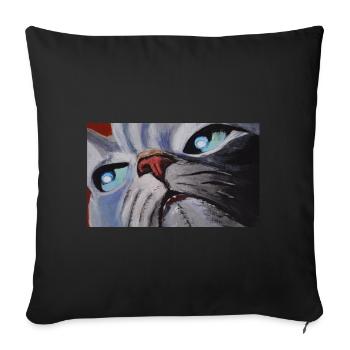 Katze Cartoon Comic - Sofakissenbezug 45 x 45 cm - Schwarz - Vorne