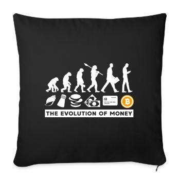 Bitcoin Crypto BTC The Evolution Of Money - Sofakissenbezug 45 x 45 cm - Schwarz - Vorne