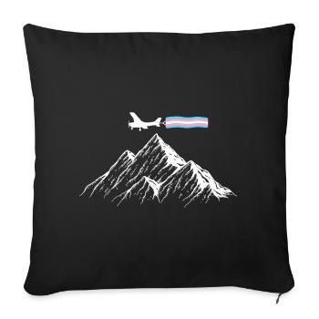 Berg Flugzeug Trans Flagge Transsexuell - Sofakissenbezug 45 x 45 cm - Schwarz - Vorne