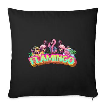 Flamingo Summer Holiday Pink Colorful Exotic Bird - Sofa pillowcase 17,3'' x 17,3'' (45 x 45 cm) - black - Front