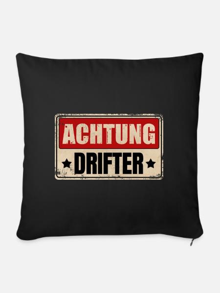 ACHTUNG DRIFTER - Sofakissenbezug 45 x 45 cm - Schwarz