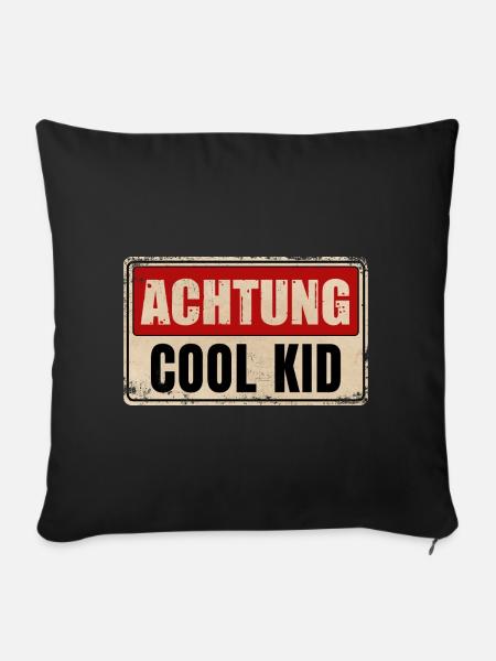 ACHTUNG COOL KID - Sofakissenbezug 45 x 45 cm - Schwarz