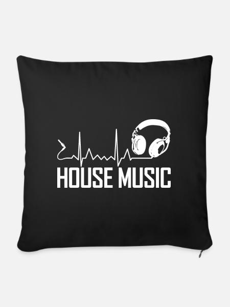 House Music Herzschlag - Sofakissenbezug 45 x 45 cm - Schwarz