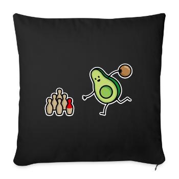 Drôle de bowling à l’avocat, bowler, bowling, bowler - Housse de coussin décorative 45 x 45 cm - noir - Devant