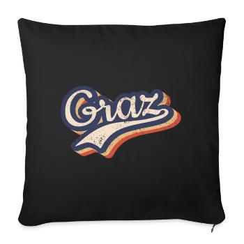 Steiermark Graz Vintage Hippie Typografie - Sofakissenbezug 45 x 45 cm - Schwarz - Vorne