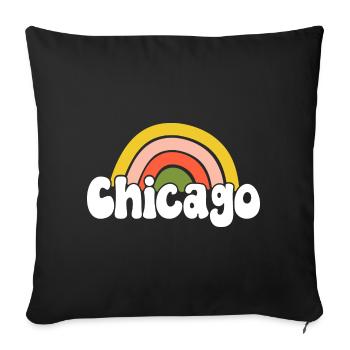Chicago 70er Jahre Hippie - Sofakissenbezug 45 x 45 cm - Schwarz - Vorne