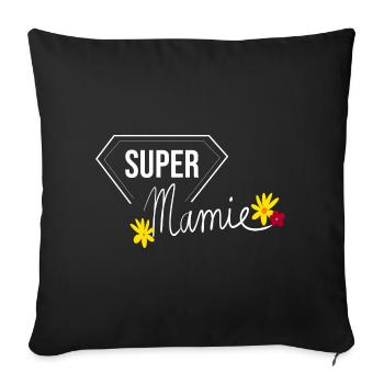 super mamie - fête des mères - grand mère - Housse de coussin décorative 45 x 45 cm - noir - Devant