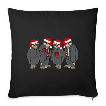 Funny Sloths Christmas Hat Santa Claus - Sofa pillowcase 17,3'' x 17,3'' (45 x 45 cm) - black - Front