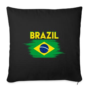 Brazil Flag , Brazil Jersey, Basil - Sofa pillowcase 17,3'' x 17,3'' (45 x 45 cm) - black - Front