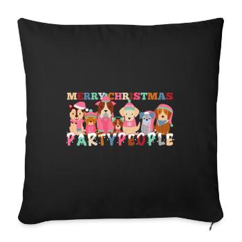 Merry Christmas Party People Dogs Gift - Sofa pillowcase 17,3'' x 17,3'' (45 x 45 cm) - black - Front