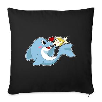 Dauphin Love Fish - Housse de coussin décorative 45 x 45 cm - noir - Devant