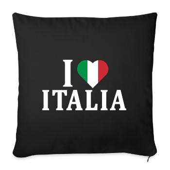 t-shirt I love Italy flag t-shirt idée cadeau - Housse de coussin décorative 45 x 45 cm - noir - Devant