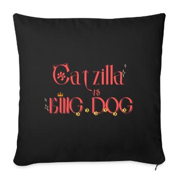 Catzilla vs Roi Chien - Housse de coussin décorative 45 x 45 cm - noir - Devant