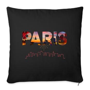 Paris Sunset Skyline Cutout - Sofa pillowcase 17,3'' x 17,3'' (45 x 45 cm) - black - Front
