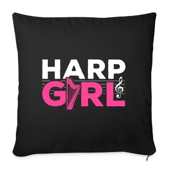 Harpe Fille Harpes - Housse de coussin décorative 45 x 45 cm - noir - Devant