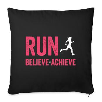 Marathon - Run. Believe. Achieve. - Sofa pillowcase 17,3'' x 17,3'' (45 x 45 cm) - black - Front