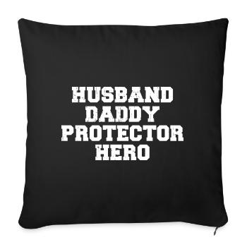 Héros de protection de papa mari - Cool Dad Design - Housse de coussin décorative 45 x 45 cm - noir - Devant