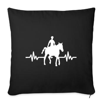 Herzschlag - Pferd Hengst Stute Ross Reitsport - Sofakissenbezug 45 x 45 cm - Schwarz - Vorne