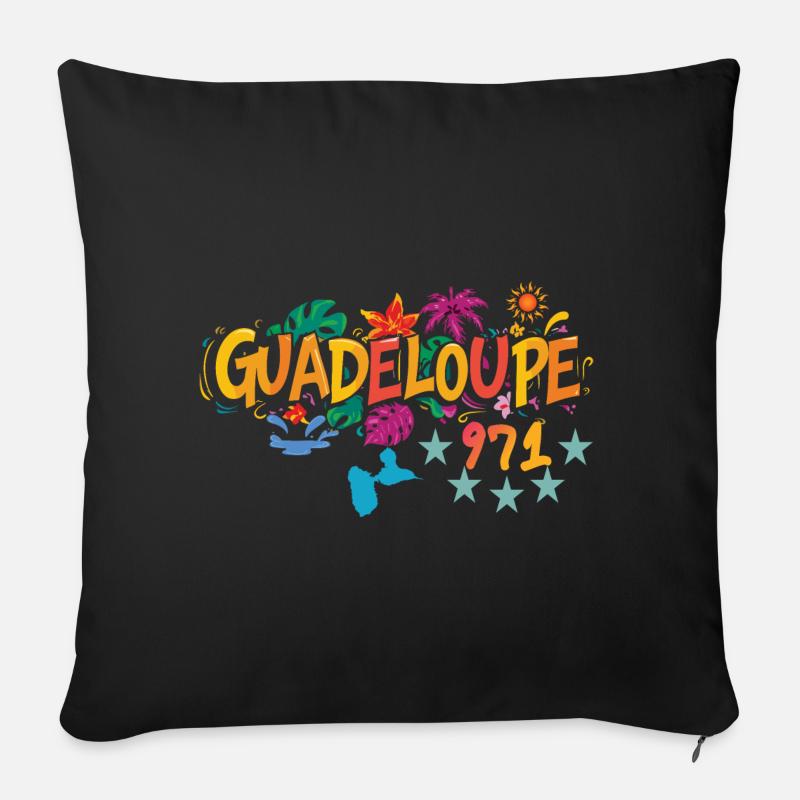 Carte de la Guadeloupe 971 - idee cadeau souvenir - Housse de coussin décorative 45 x 45 cm - noir