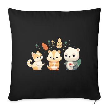 Cute Forest Friends Illustration - Sofa pillowcase 17,3'' x 17,3'' (45 x 45 cm) - black - Front