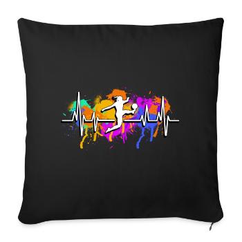 Female Soccer Soccer Heartbeat - Sofa pillowcase 17,3'' x 17,3'' (45 x 45 cm) - black - Front