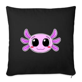 Axolotl Tête Motif Enfants Mignon - Housse de coussin décorative 45 x 45 cm - noir - Devant